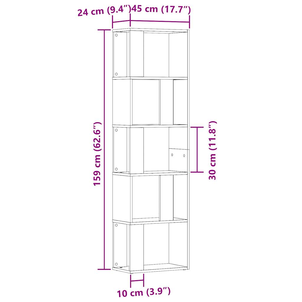 Libreria Legno Antico 45x24x159 cm in Legno Multistrato | homemem39