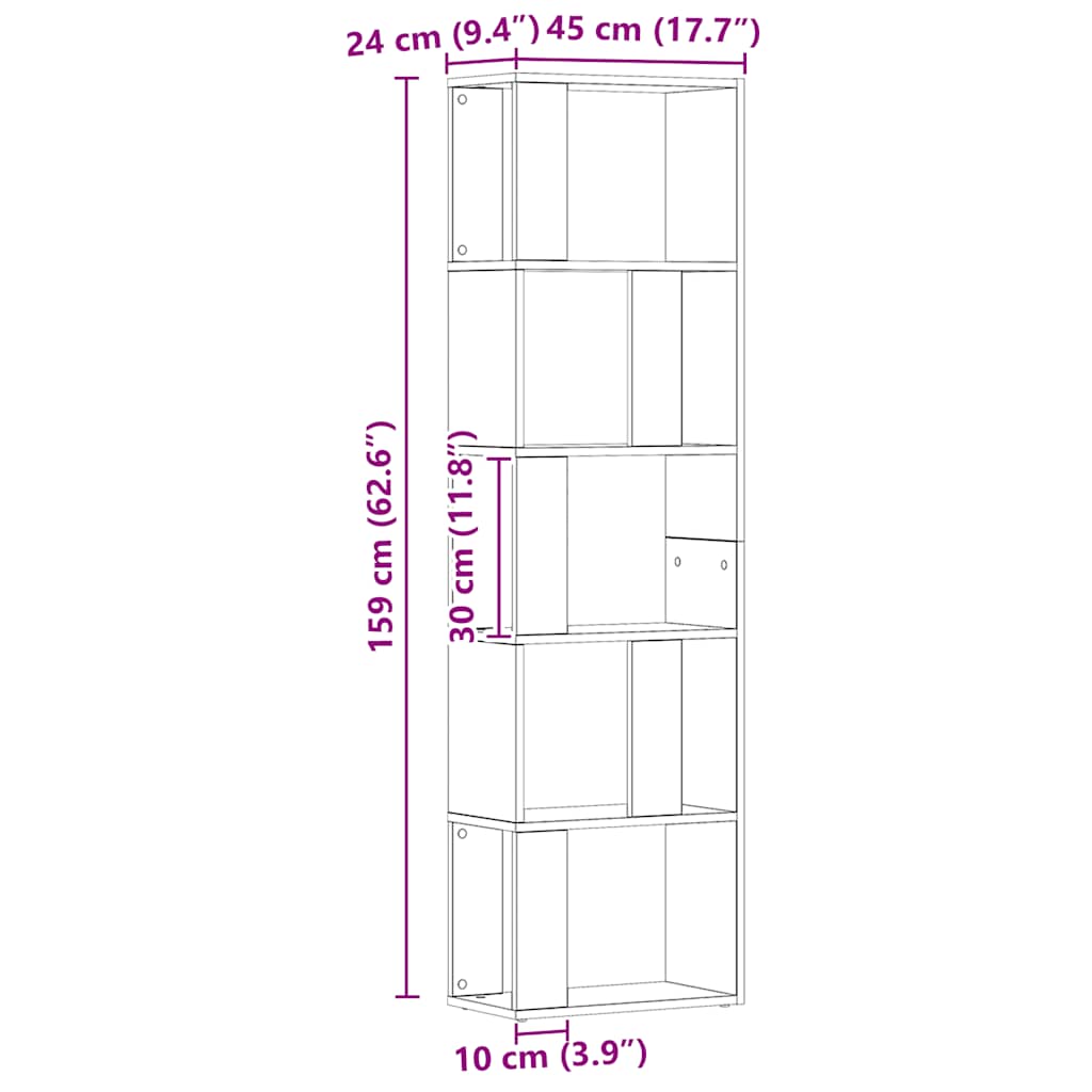 Libreria Rovere Artigianale 45x24x159 cm Legno Multistrato | homemem39