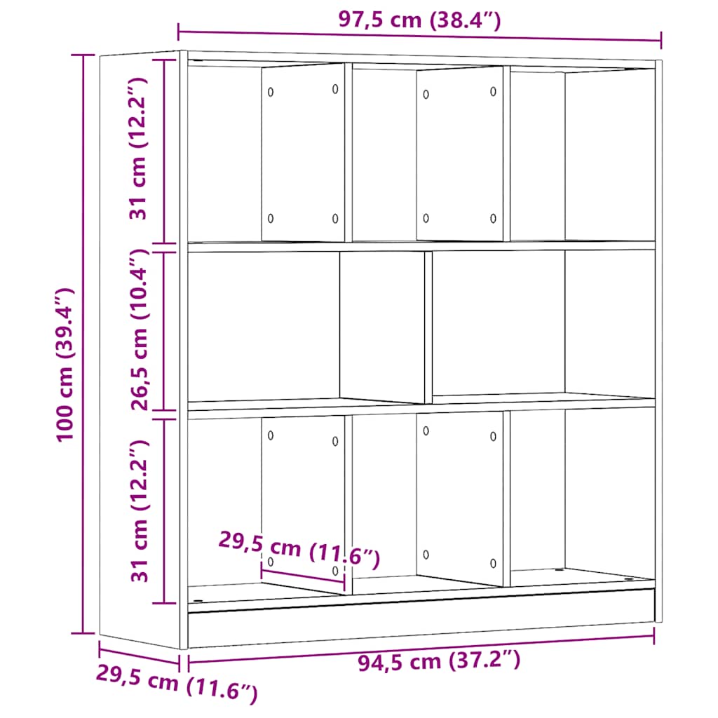 Libreria Rovere Artigianale 97,5x29,5x100 cm Legno Multistrato | homemem39