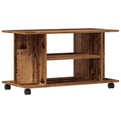 Mobile TV con Ruote Legno Antico 80x40x45 cm Legno Multistrato - homemem39