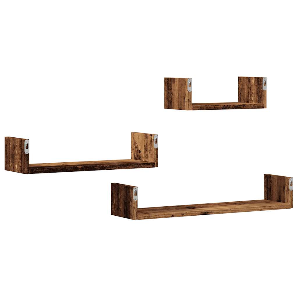 Mensole a Parete 3pz Legno Antico in Legno Multistrato | homemem39