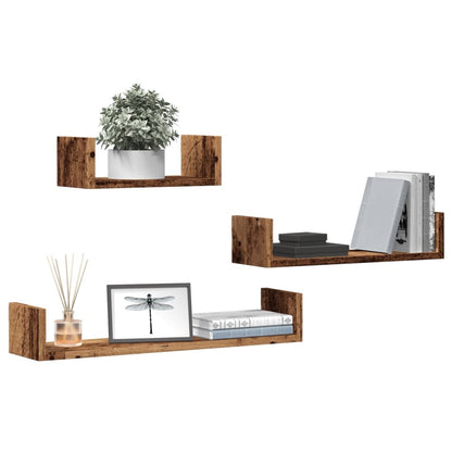Mensole a Parete 3pz Legno Antico in Legno Multistrato | homemem39
