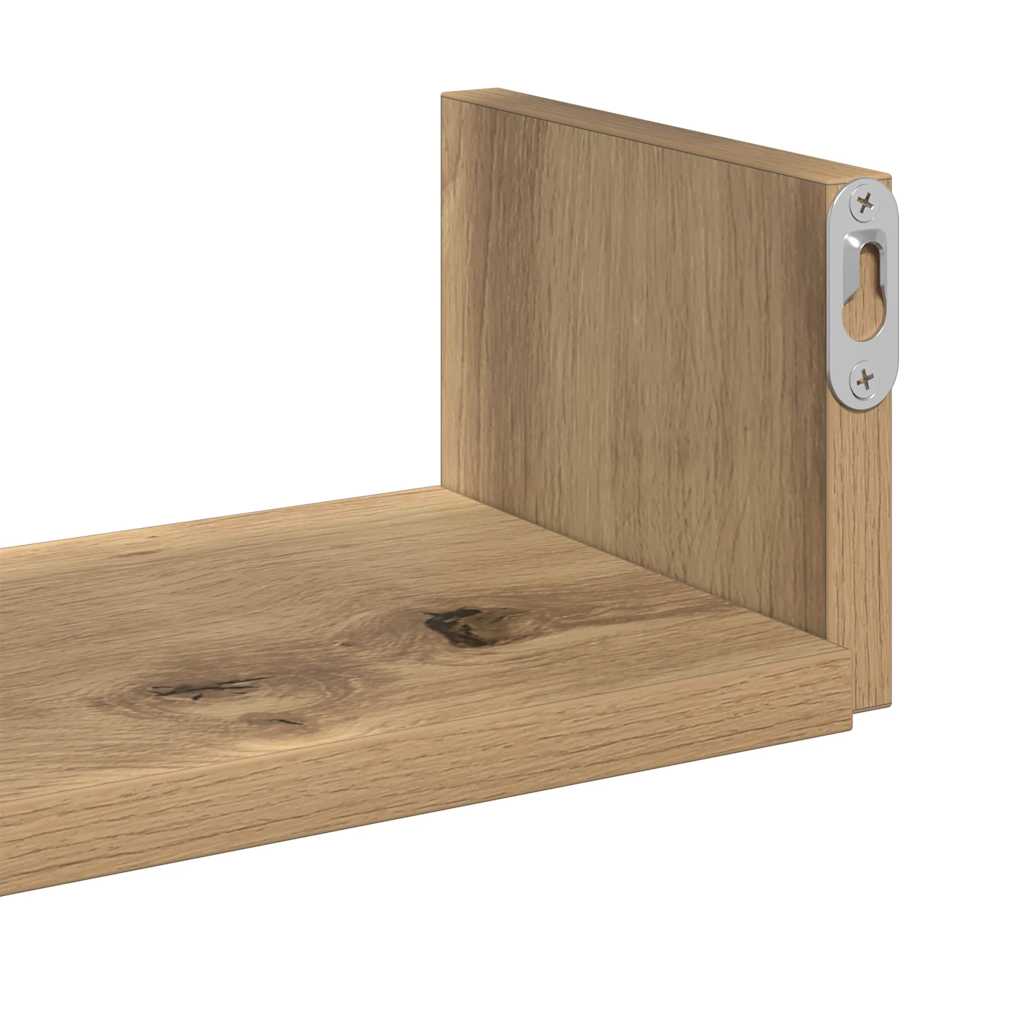 Mensole Parete 3pz Rovere Artigianale in Legno Multistrato