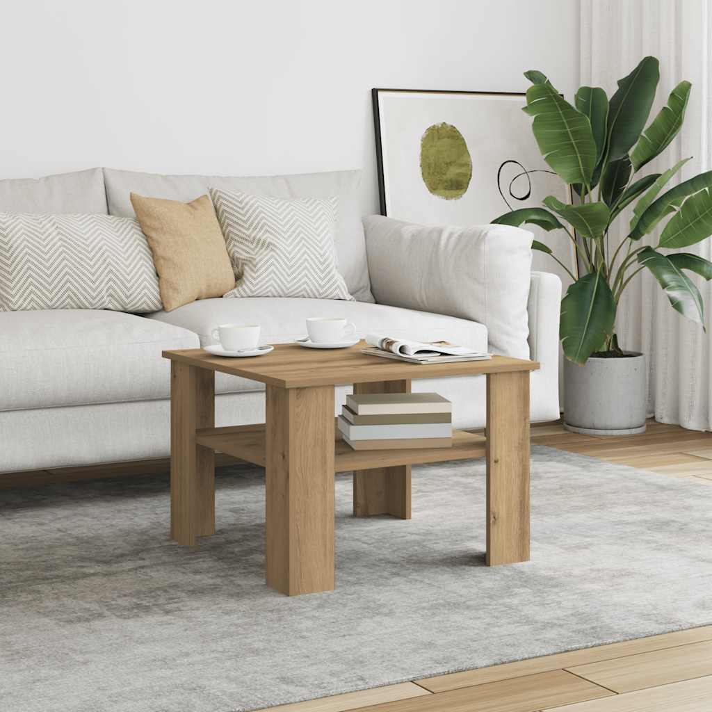 Tavolino Salotto Rovere Artigianale 60x60x42 cm in Truciolato