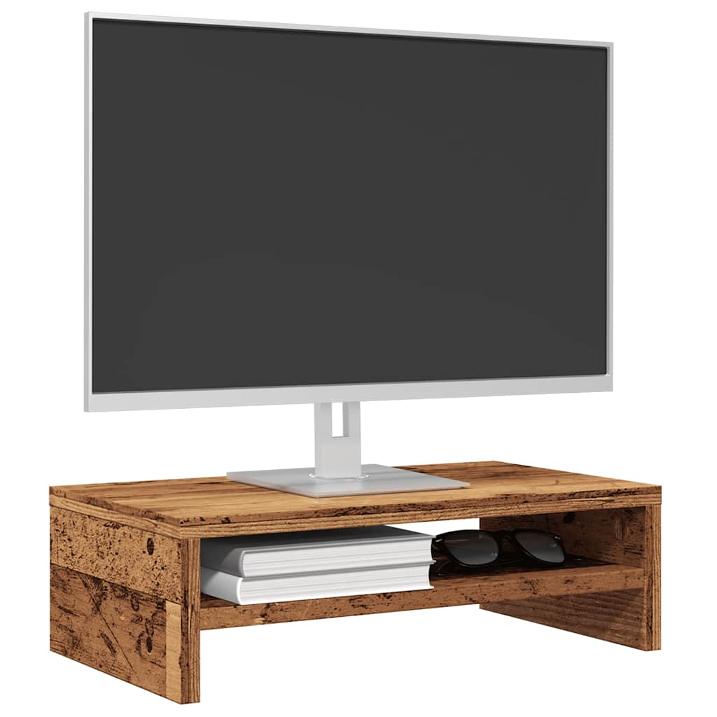 Supporto per Monitor Legno Antico 42x24x13 cm Legno Multistrato - homemem39