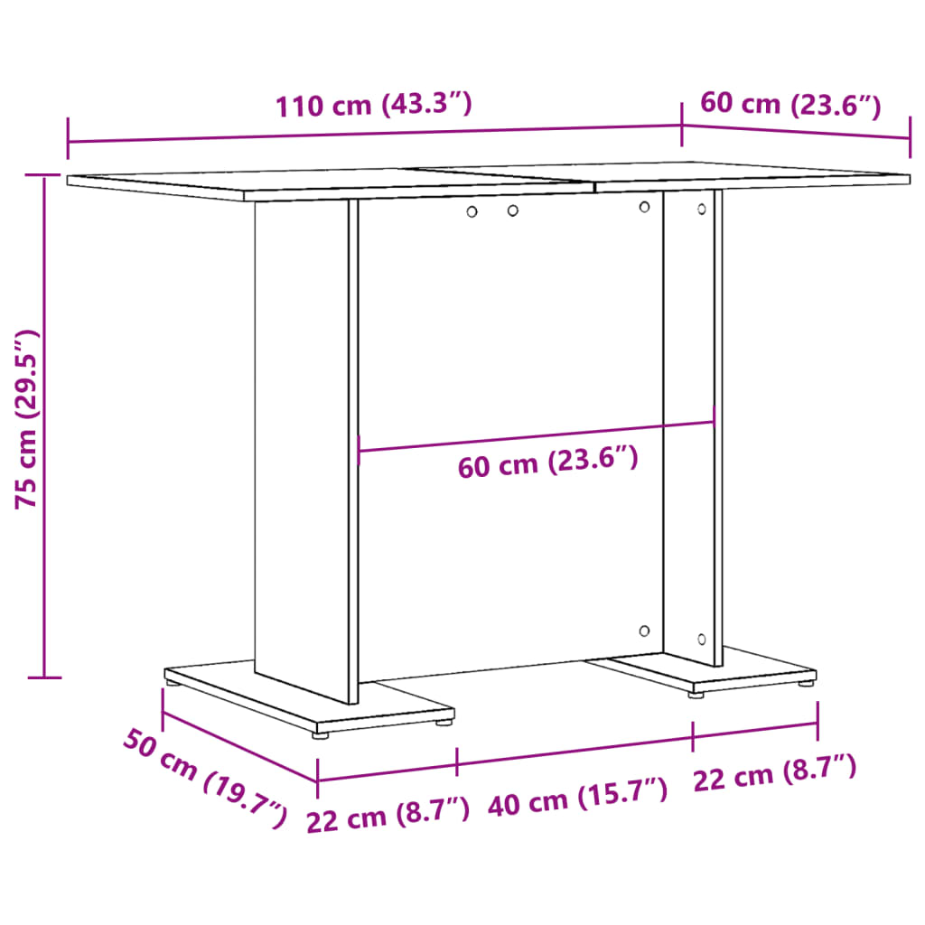 Tavolo da Pranzo Legno Antico 110x60x75 cm in Legno Multistrato | homemem39