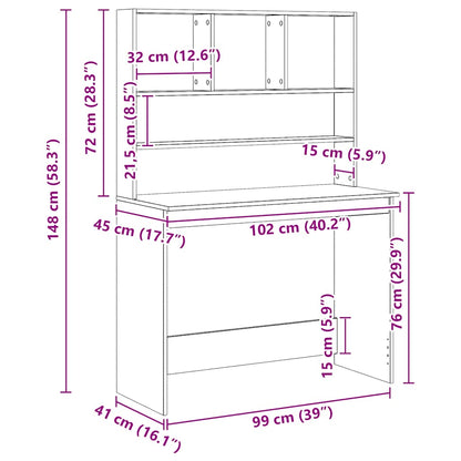Scrivania Mensole Rovere Artigianale 102x45x148 cm Multistrato - homemem39