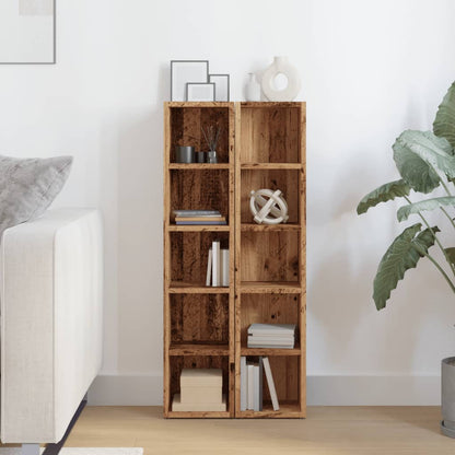 Scaffali Porta CD 2 pz Legno Antico 21x16x93,5 cm in Truciolato | homemem39