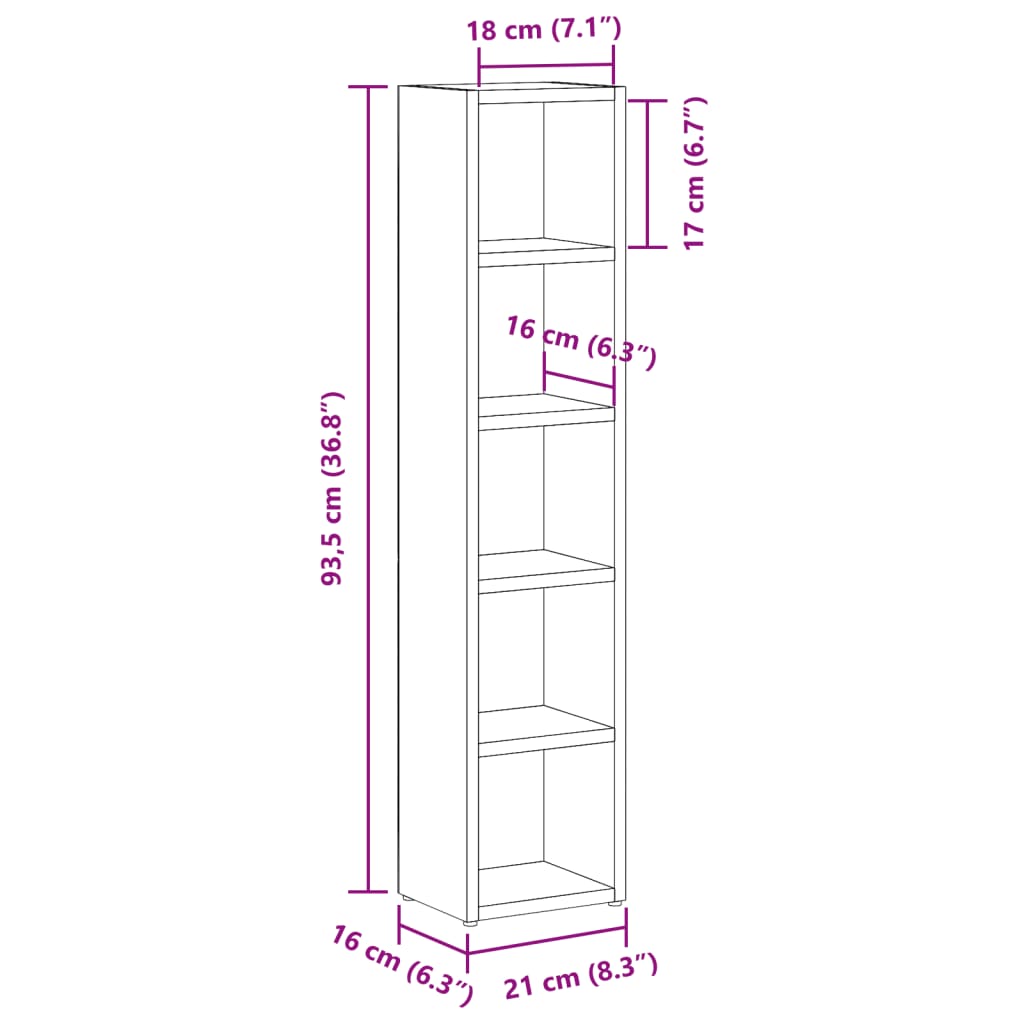 Scaffali Porta CD 2 pz Legno Antico 21x16x93,5 cm in Truciolato | homemem39