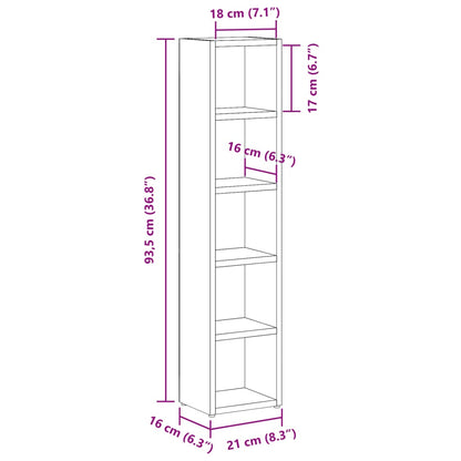 Scaffali Porta CD 2 pz Legno Antico 21x16x93,5 cm in Truciolato | homemem39
