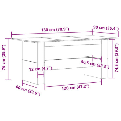 Tavolo da Pranzo Legno Vecchio 180x90x76cm in Legno Multistrato | homemem39