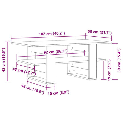 Tavolino da Salotto Legno Antico 102x55x42 cm Legno Multistrato