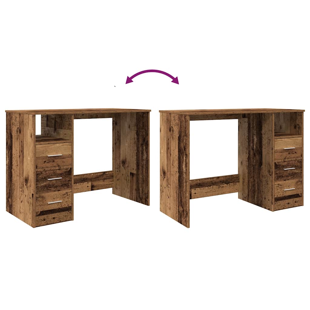 Scrivania Legno Antico 102x76x50 cm in Legno Multistrato - homemem39