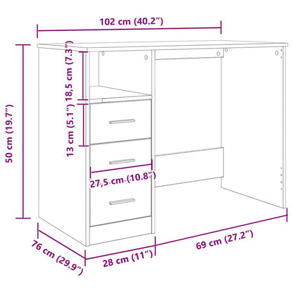 Scrivania Legno Antico 102x76x50 cm in Legno Multistrato - homemem39