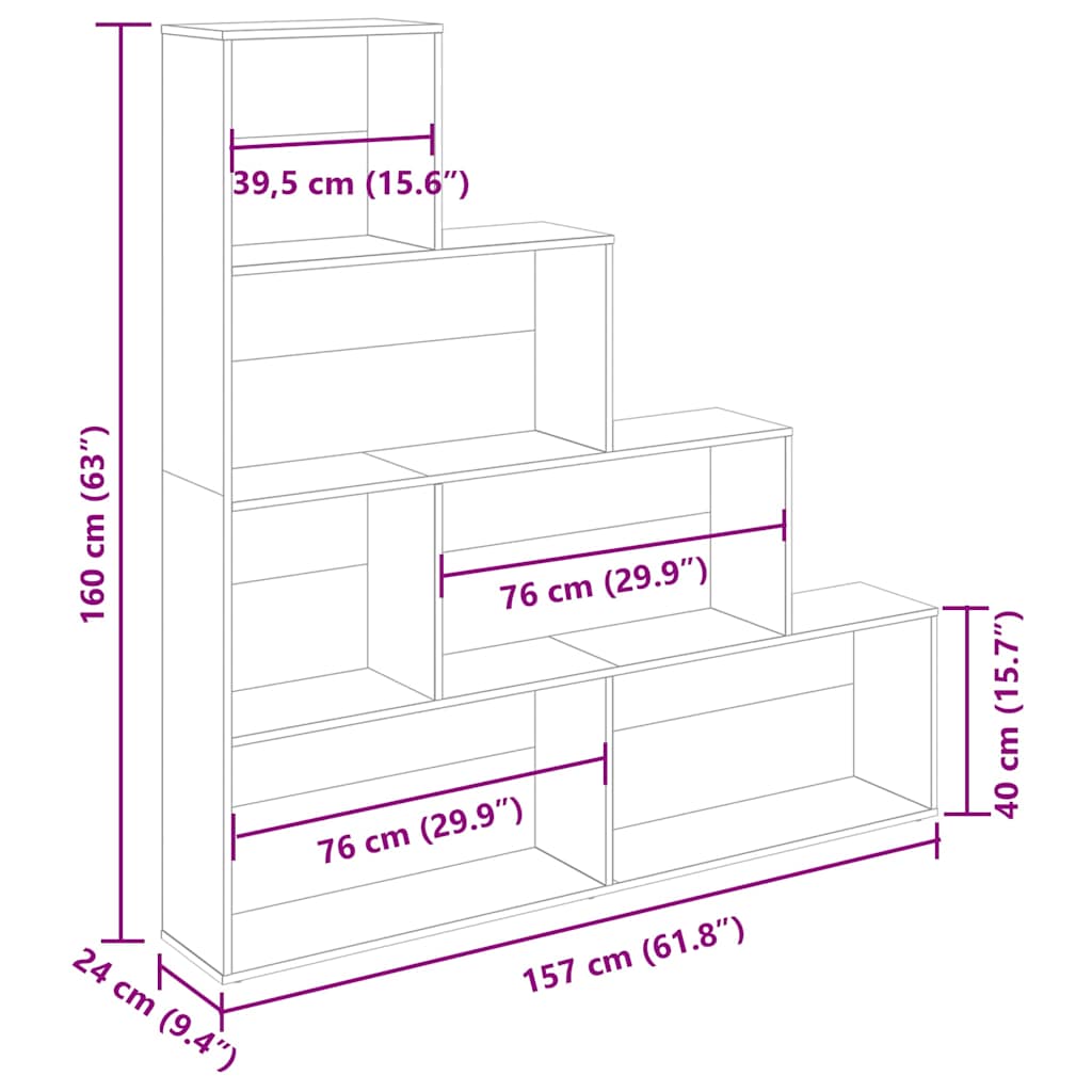 Libreria Rovere Artigianale 157x24x160 cm Legno Multistrato