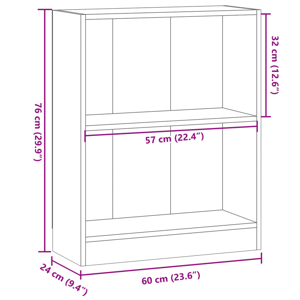 Libreria Legno Antico 60x24x76 cm in Truciolato