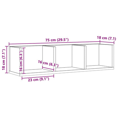 Mensola a Muro CD Artigianale 75x18x18 cm Legno Multistrato | homemem39