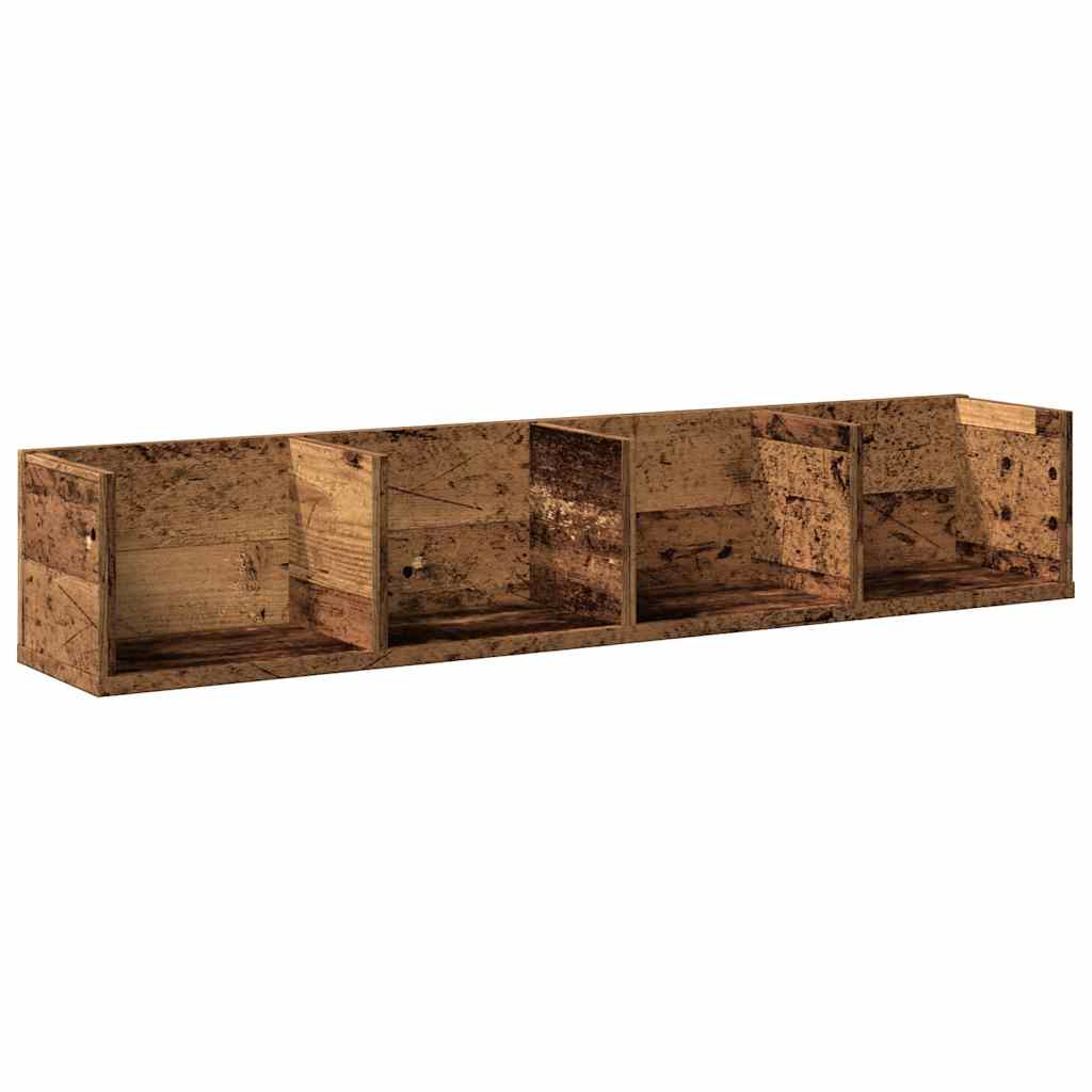 Scaffale Porta CD a Parete Antico 100x18x18cm Legno Multistrato