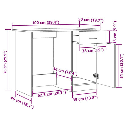 Scrivania Rovere Artigianale 100x50x76 cm in Legno Multistrato - homemem39