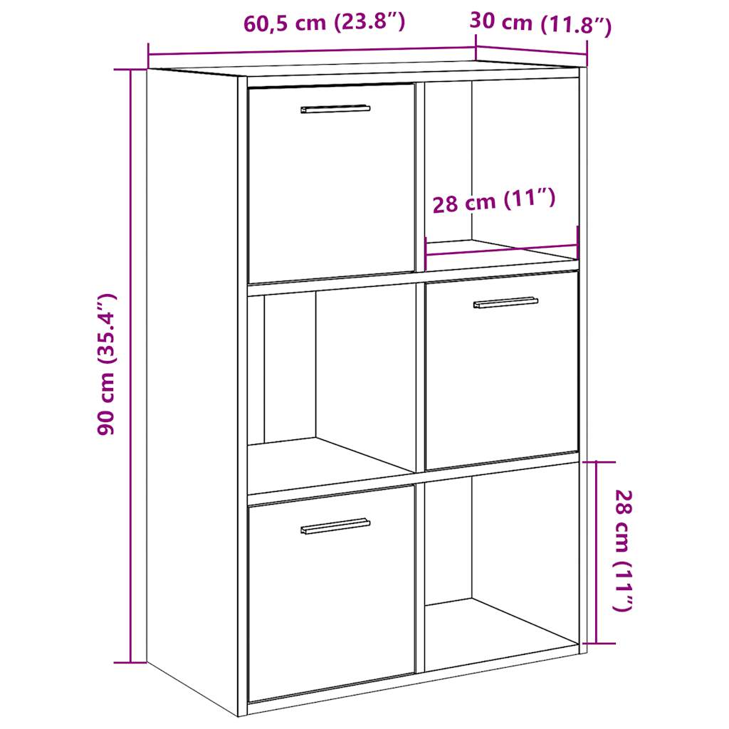 Libreria Legno Antico 60,5x30x90 cm in Legno Multistrato