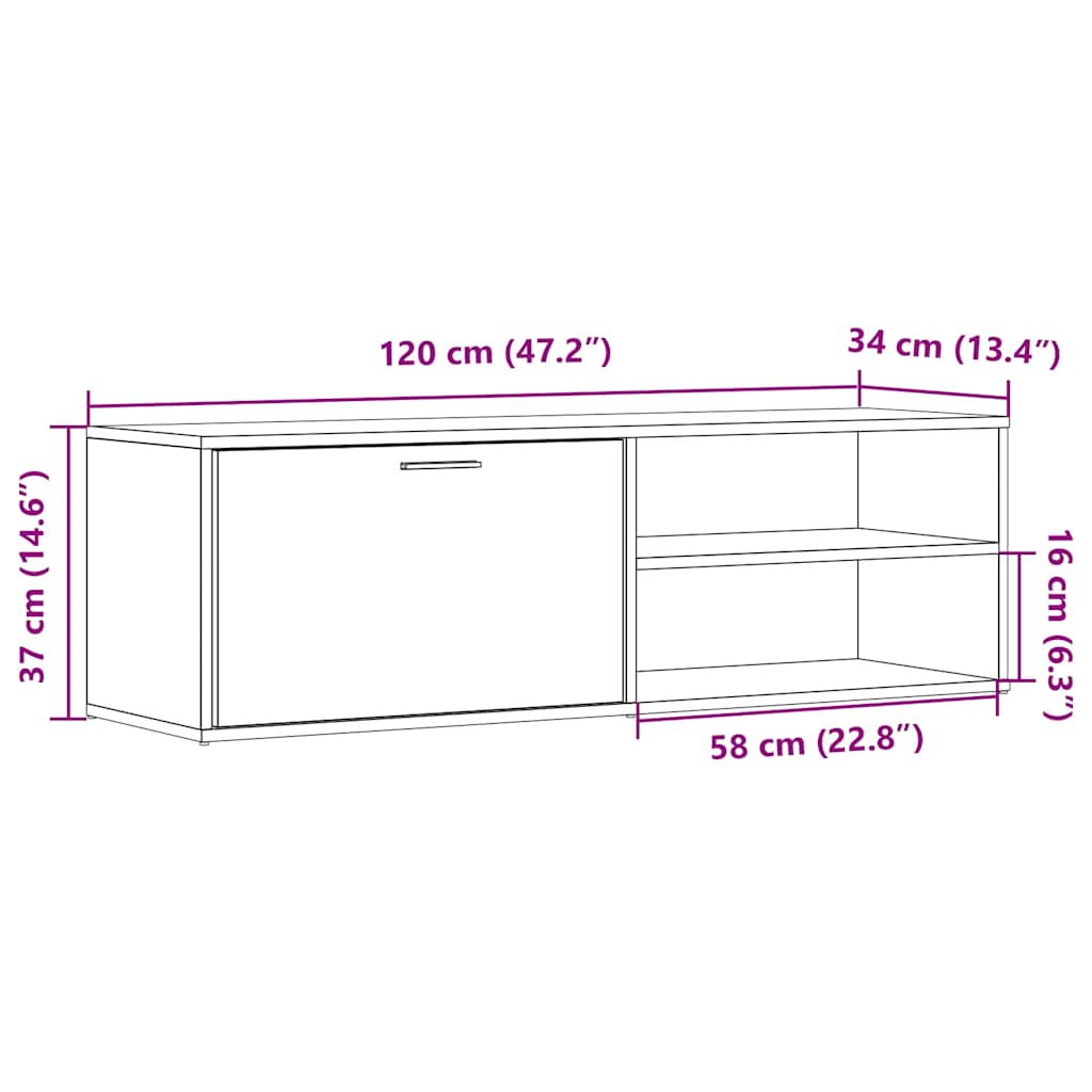 Mobile Porta TV Legno Antico 120x34x37 cm in Legno Multistrato - homemem39