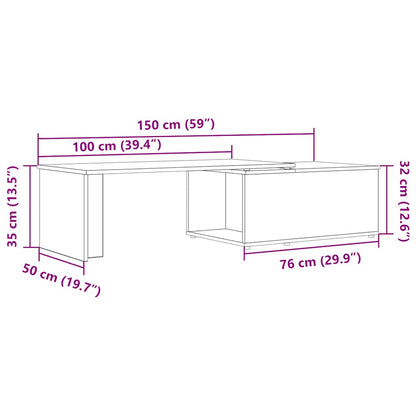 Tavolino da Salotto Legno Vecchio 150x50x35 cm Truciolato | homemem39