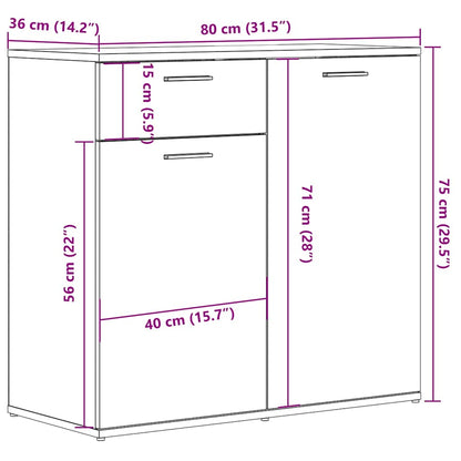 Credenza Rovere Artigianale 80x36x75 cm in Truciolato - homemem39