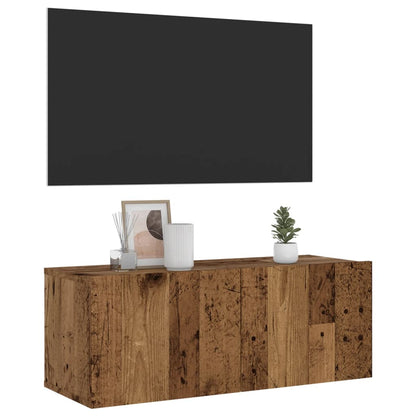 Mobile TV a Parete Legno Antico 80x30x30 cm in Truciolato - homemem39