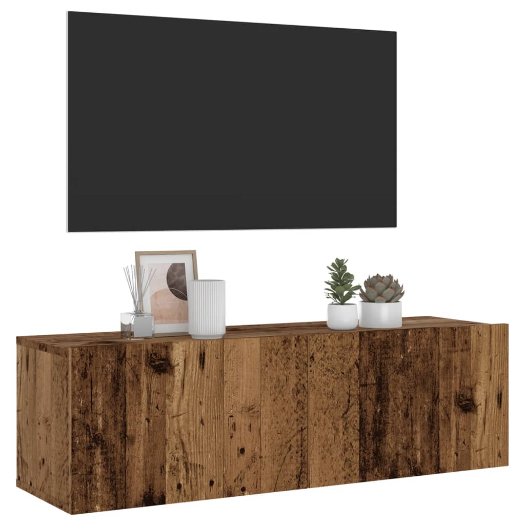 Mobile TV a Parete Legno Antico 100x30x30 cm in Truciolato - homemem39