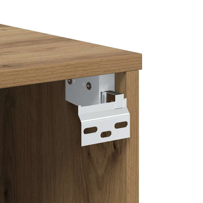 Mobile TV a Parete Rovere Artigianale 100x30x30cm in Truciolato - homemem39