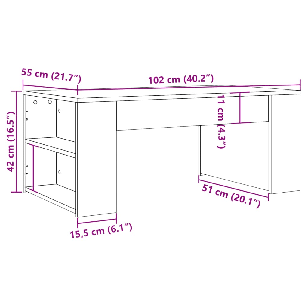 Tavolino Salotto Rovere Artigianale 102x55x42 cm Multistrato