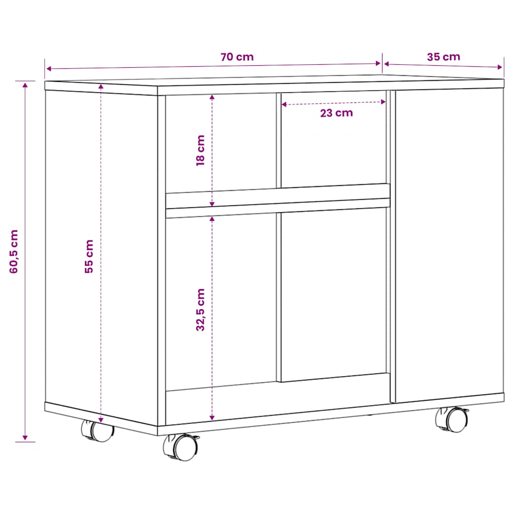 Tavolino da Salotto Rovere Artigianale 70x35x60,5 cm