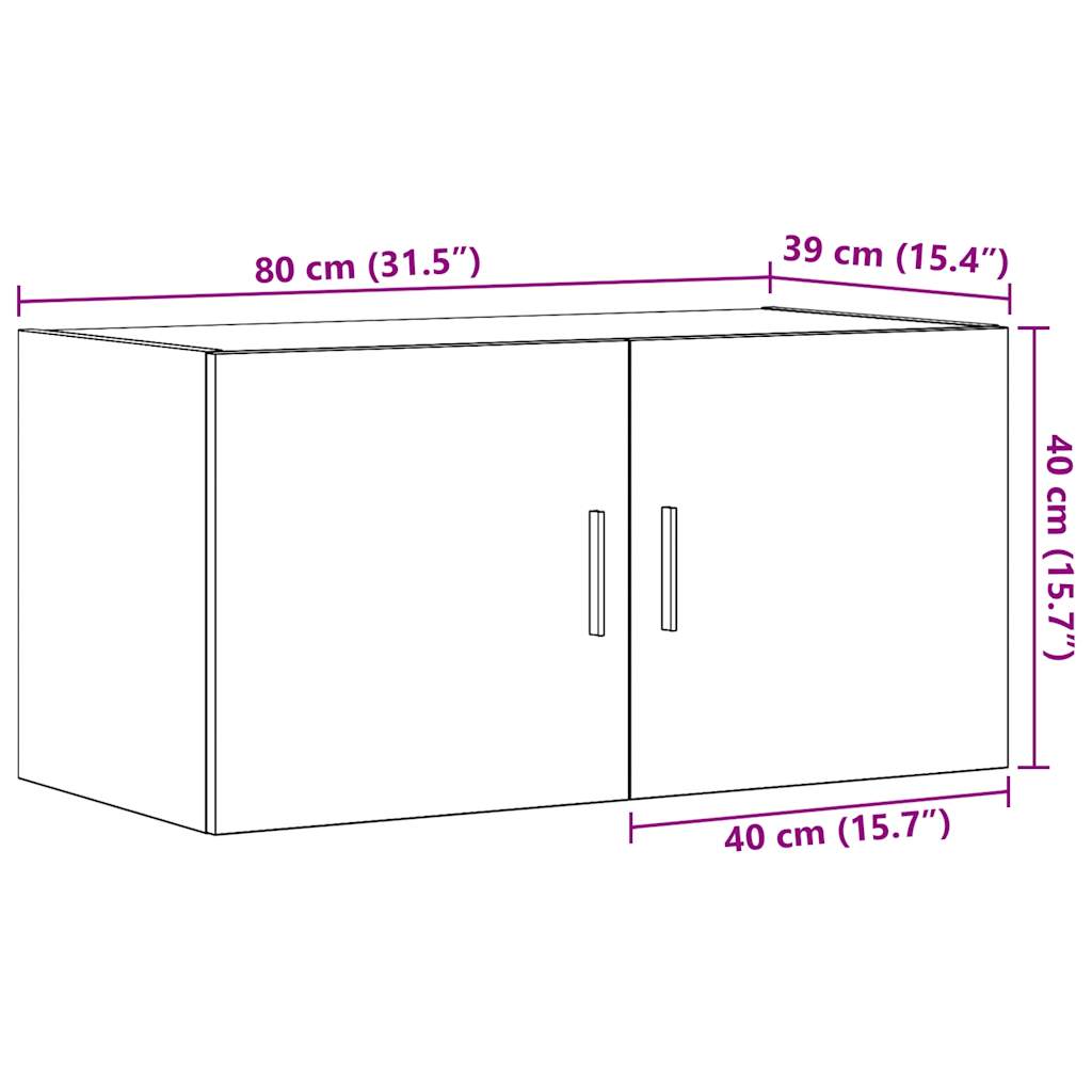 Armadietto a Muro Rovere Artigianale 80x39x40 cm in Truciolato