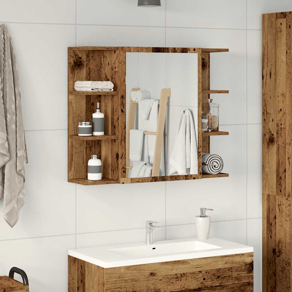 Mobile Bagno con Specchio Legno Antico Legno Multistrato | homemem39