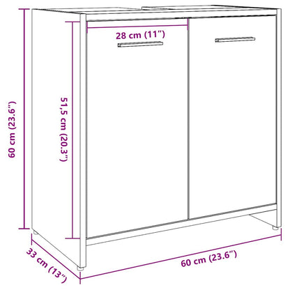 Mobile Lavabo Bagno Legno Antico 60x33x60 cm Legno Multistrato | homemem39