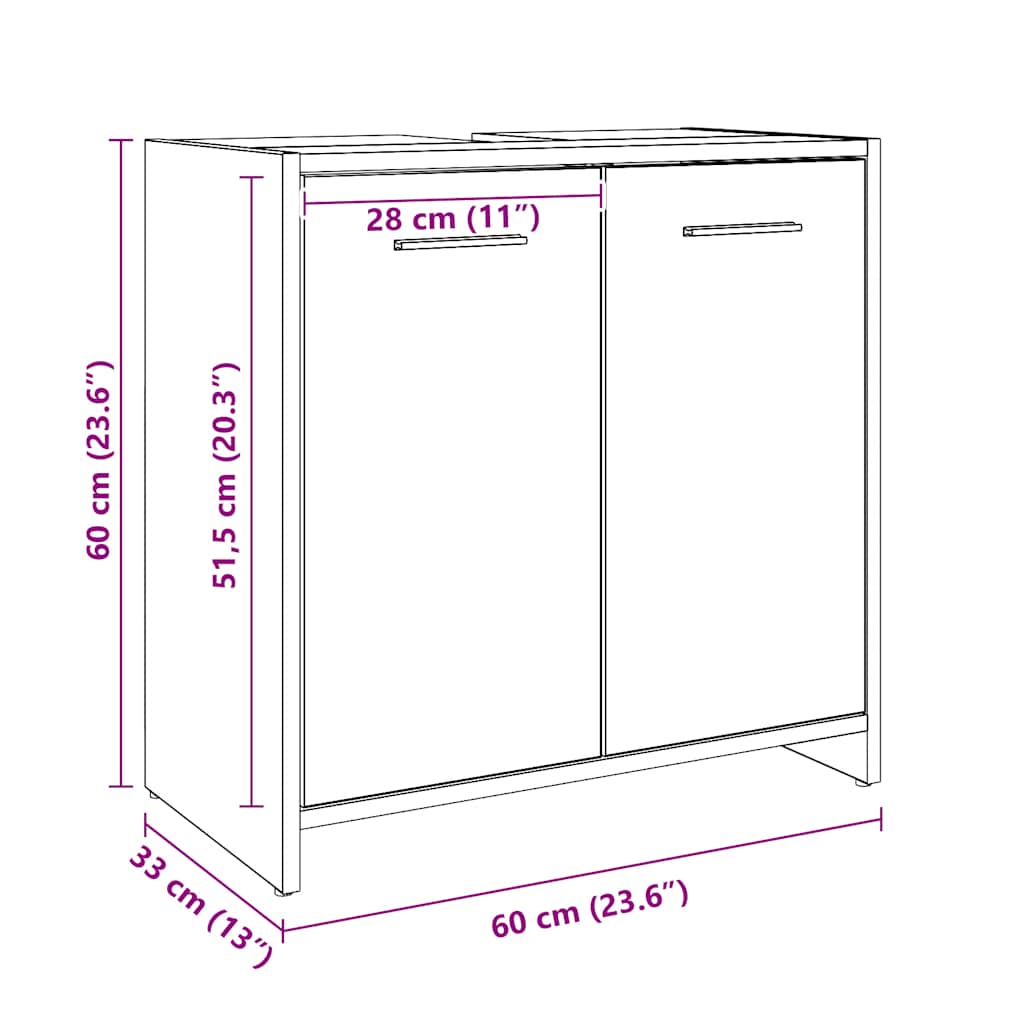 Mobile Lavabo Bagno Rovere Artigianale Legno Multistrato
