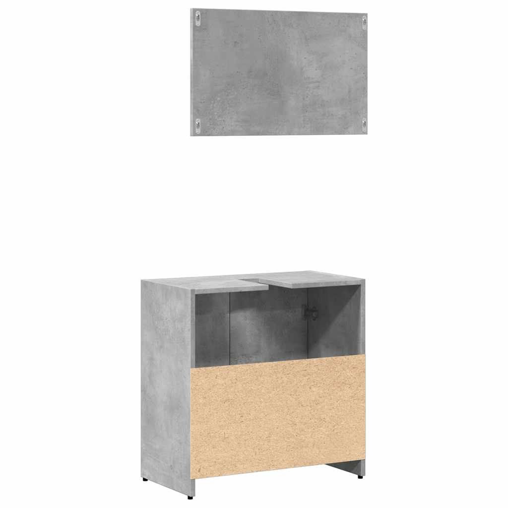 Mobile da Bagno con Specchio Grigio Cemento Legno Multistrato | homemem39