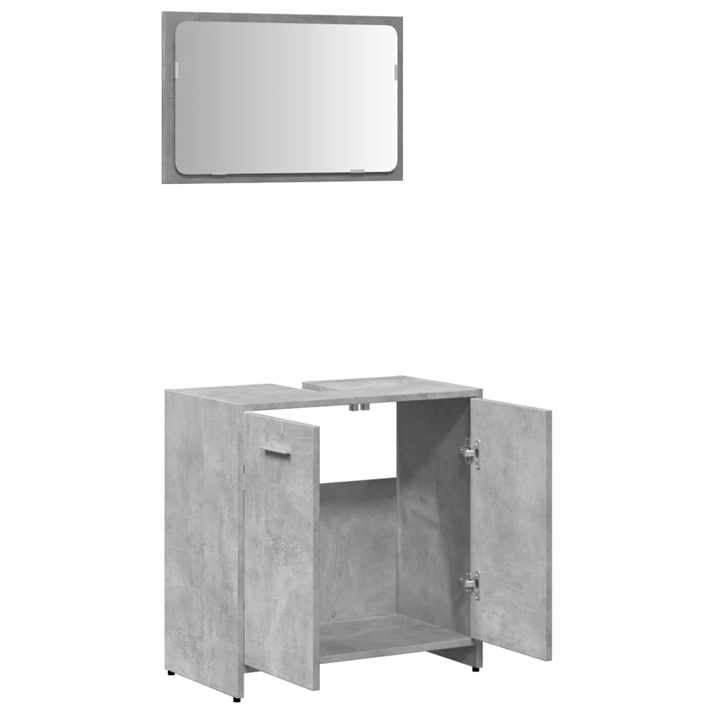 Mobile da Bagno con Specchio Grigio Cemento Legno Multistrato | homemem39