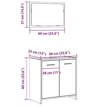Mobile da Bagno con Specchio Grigio Cemento Legno Multistrato