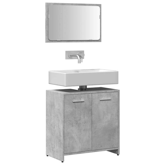 Mobile da Bagno con Specchio Grigio Cemento Legno Multistrato | homemem39