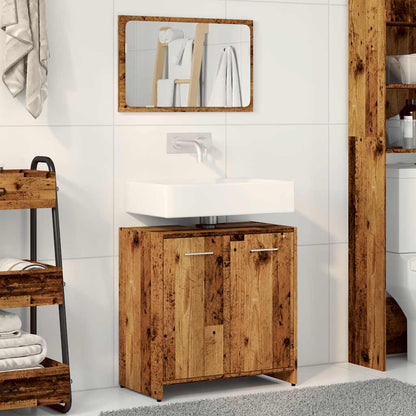 Mobile da Bagno con Specchio in Legno Antico Legno Multistrato | homemem39