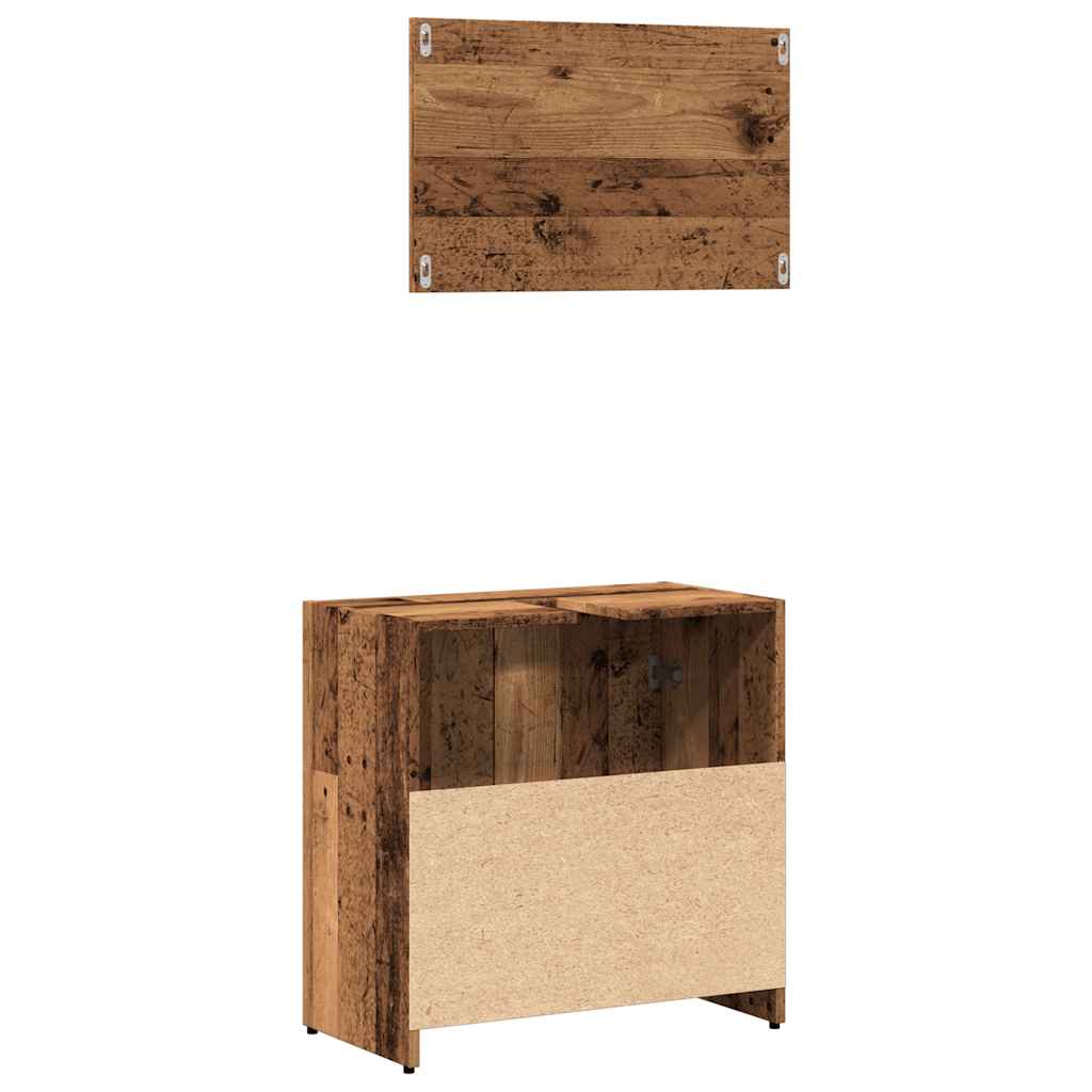 Mobile da Bagno con Specchio in Legno Antico Legno Multistrato | homemem39