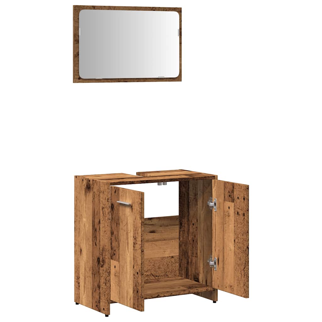 Mobile da Bagno con Specchio in Legno Antico Legno Multistrato | homemem39