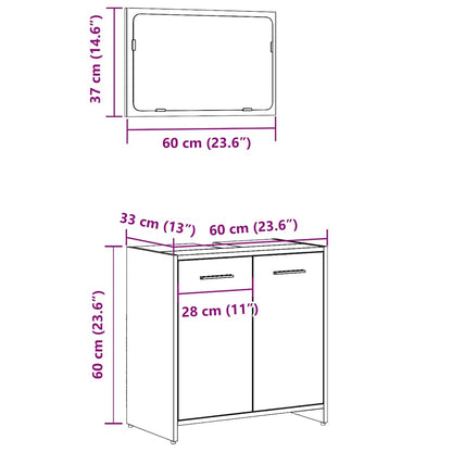 Mobile da Bagno con Specchio in Legno Antico Legno Multistrato | homemem39