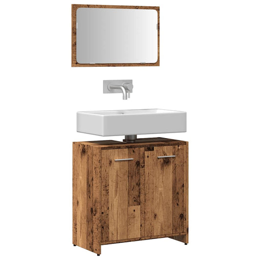 Mobile da Bagno con Specchio in Legno Antico Legno Multistrato | homemem39