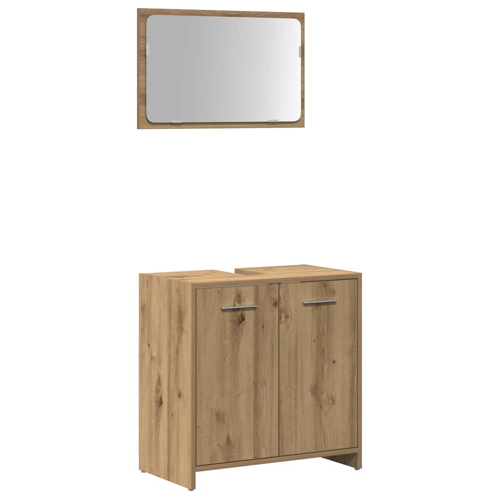 Mobile da Bagno con Specchio Rovere Artigianale Truciolato