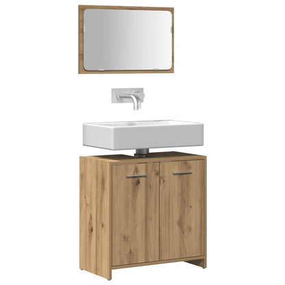 Mobile da Bagno con Specchio Rovere Artigianale Truciolato