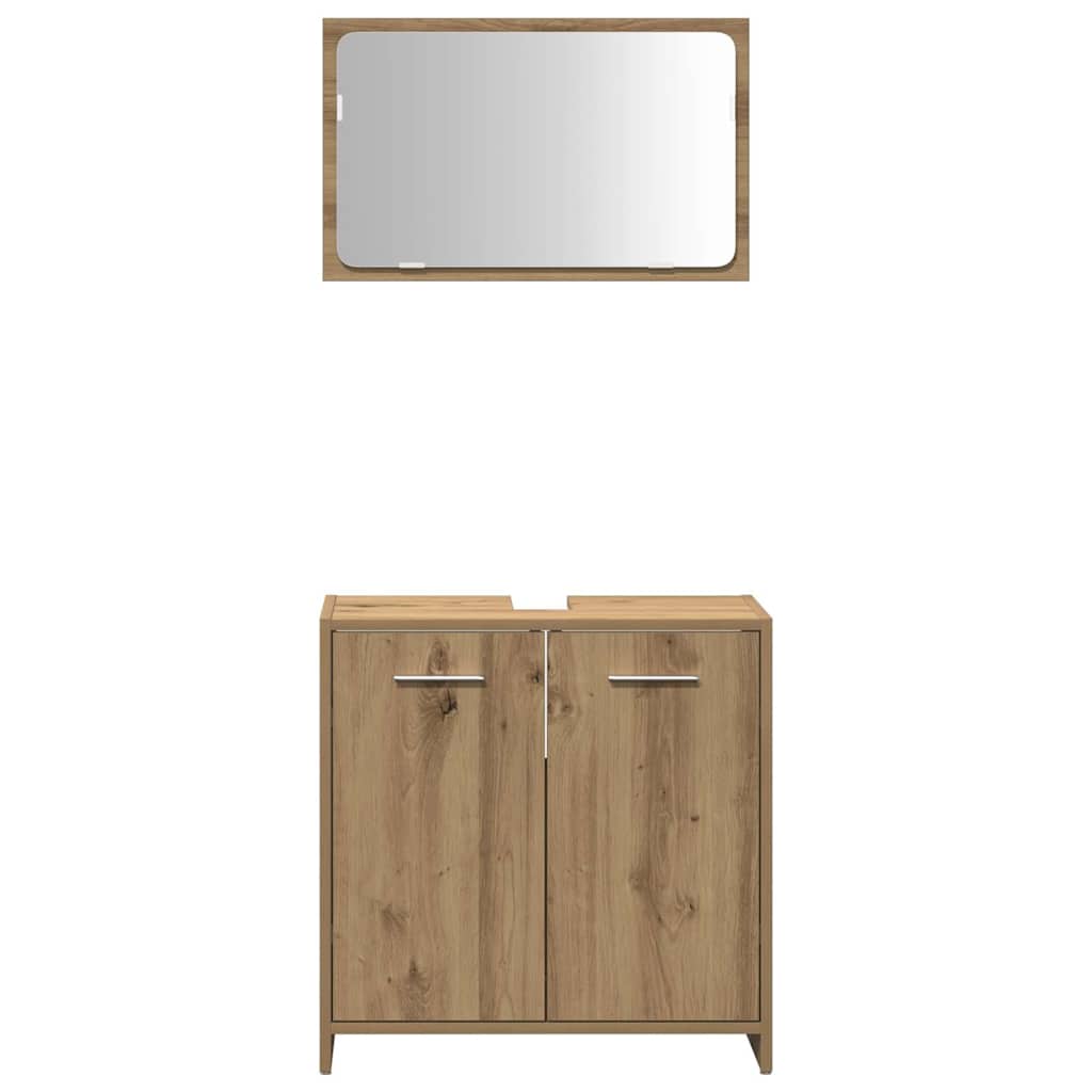 Mobile da Bagno con Specchio Rovere Artigianale Truciolato