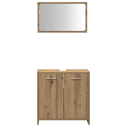Mobile da Bagno con Specchio Rovere Artigianale Truciolato