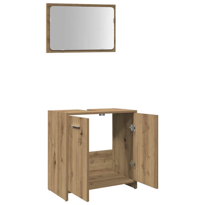 Mobile da Bagno con Specchio Rovere Artigianale Truciolato | homemem39